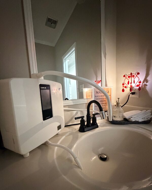 Hydrogen alkaline water station for clients at The Body Temple Spa
